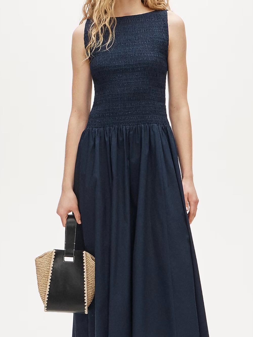 NWT - J. Crew Navy Lina smocked midi dress - M